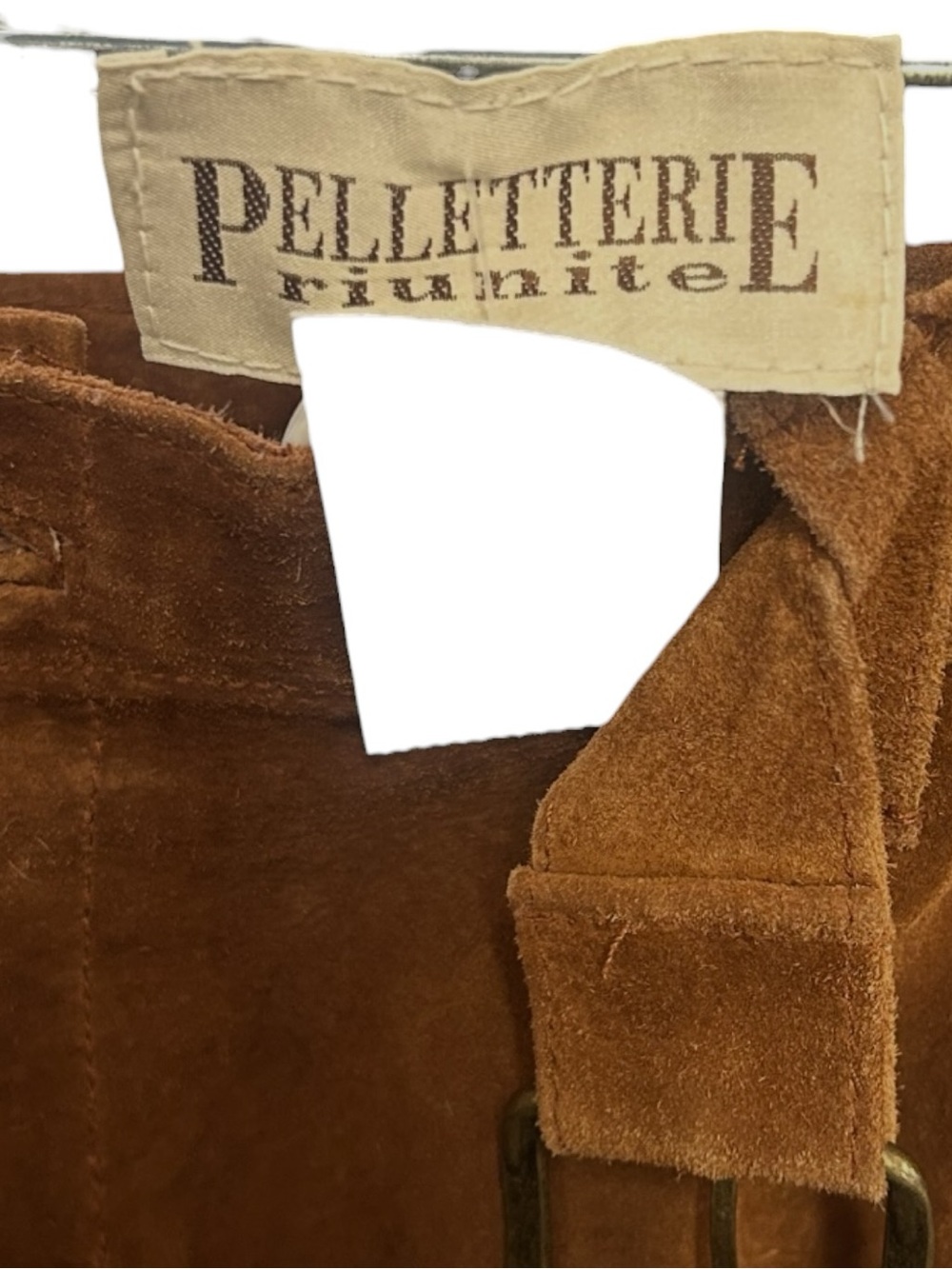 Pelletterie Riunite Vintage Brown Genuine Suede Leather Mini Skirt Made In Italy - Picture 5 of 8